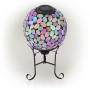 10" SOLAR MOSAIC GAZING BALL WITH METAL STAND