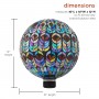 12" MESMERIZING MOSAIC GAZING GLOBE WITH PEACOCK FEATHER PATTERN 