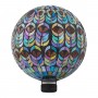 12" MESMERIZING MOSAIC GAZING GLOBE WITH PEACOCK FEATHER PATTERN 