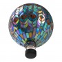 12" MESMERIZING MOSAIC GAZING GLOBE WITH PEACOCK FEATHER PATTERN 