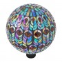 12" MESMERIZING MOSAIC GAZING GLOBE WITH PEACOCK FEATHER PATTERN 
