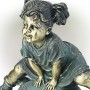 26" TALL BRONZE GIRL JUMPING OVER BOY STATUE 