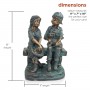 16" Tall Girl and Boy Sitting on Bench with Puppy Statue