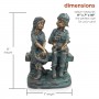 16" TALL GIRL AND BOY SITTING ON BENCH WITH PUPPY STATUE