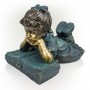 16" TALL GIRL LAYING DOWN READING BOOK STATUE 