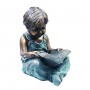 19" TALL BOY SITTING DOWN READING BOOK STATUE 