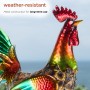 GLOSSY METAL ROOSTER DÉCOR WITH TURQUOISE TAIL 