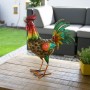 GLOSSY METAL ROOSTER DÉCOR WITH TURQUOISE TAIL 