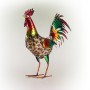 GLOSSY METAL ROOSTER DÉCOR WITH TURQUOISE TAIL 