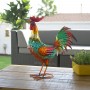 GLOSSY METAL ROOSTER DÉCOR WITH DARK RED TAIL 