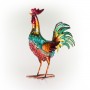 GLOSSY METAL ROOSTER DÉCOR WITH DARK RED TAIL 
