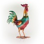 GLOSSY METAL ROOSTER DÉCOR WITH DARK RED TAIL 