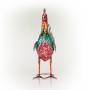 GLOSSY METAL ROOSTER DÉCOR WITH DARK RED TAIL 