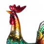 GLOSSY METAL ROOSTER DÉCOR WITH DARK RED TAIL 