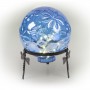 PEARLIZED BLUE GLASS LED GAZING GLOBE WITH STAND