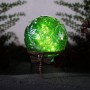 10" GREEN GLASS GLOBE DÉCOR W/ LED LIGHT