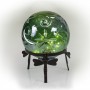 10" GREEN GLASS GLOBE DÉCOR W/ LED LIGHT