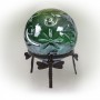 10" GREEN GLASS GLOBE DÉCOR W/ LED LIGHT