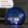 BLUE TEXTURED GLASS GAZING GLOBE WITH LED LIGHTS 