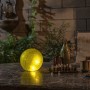 YELLOW TEXTURED GLASS GAZING GLOBE WITH LED LIGHTS