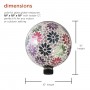 MOSAIC GAZING GLOBE WITH COLORFUL DAISY DESIGN 