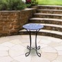 Alpine Corporation 24" Tall Outdoor Mosaic Style Glass Birdbath Bowl with Metal Stand, Blue 