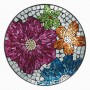 Alpine Corporation 24" Tall Outdoor Floral Glass Birdbath Bowl with Metal Stand, Multicolor