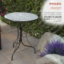 Alpine Corporation 18" Round Indoor/Outdoor Metal Decorative Table with Blue Mosaic Tile Top