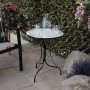 Alpine Corporation 18" Round Indoor/Outdoor Metal Decorative Table with Blue Mosaic Tile Top