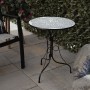 Alpine Corporation 18" Round Indoor/Outdoor Metal Decorative Table with Blue Mosaic Tile Top