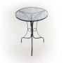 Alpine Corporation 18" Round Indoor/Outdoor Metal Decorative Table with Blue Mosaic Tile Top