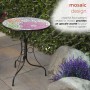 Alpine Corporation 18" Round Indoor/Outdoor Metal Decorative Table with Multicolor Floral Mosaic Tile Top