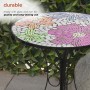 Alpine Corporation 18" Round Indoor/Outdoor Metal Decorative Table with Multicolor Floral Mosaic Tile Top