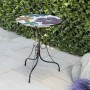 Alpine Corporation 18" Round Indoor/Outdoor Metal Decorative Table with Multicolor Floral Mosaic Tile Top