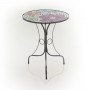 Alpine Corporation 18" Round Indoor/Outdoor Metal Decorative Table with Multicolor Floral Mosaic Tile Top