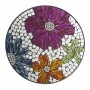 Alpine Corporation 18" Round Indoor/Outdoor Metal Decorative Table with Multicolor Floral Mosaic Tile Top