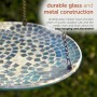 Alpine Corporation 10" Round Glass Mosaic Hanging Birdbath, Blue