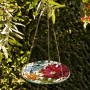 Alpine Corporation 10" Round Glass Mosaic Floral Hanging Birdbath, Multicolor