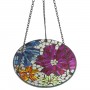 Alpine Corporation 10" Round Glass Mosaic Floral Hanging Birdbath, Multicolor