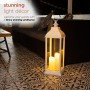Alpine Corporation 28" Tall Outdoor Battery-Operated Lantern with LED Lights, WhiteAlpine Corporation 28" Tall Outdoor Battery-Operated Lantern with LED Lights, White