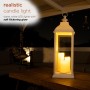 WHITE CANDLELIT LANTERN WITH WARM WHITE LED LIGHTS - LARGE