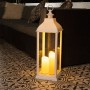Alpine Corporation 28" Tall Outdoor Battery-Operated Lantern with LED Lights, White