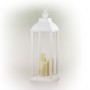 Alpine Corporation 28" Tall Outdoor Battery-Operated Lantern with LED Lights, White