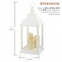 WHITE CANDLELIT LANTERN WITH WARM WHITE LED LIGHTS - SMALL