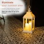 WHITE CANDLELIT LANTERN WITH WARM WHITE LED LIGHTS - SMALL