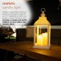 WHITE CANDLELIT LANTERN WITH WARM WHITE LED LIGHTS - SMALL