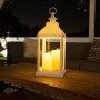 WHITE CANDLELIT LANTERN WITH WARM WHITE LED LIGHTS - SMALL