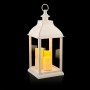 WHITE CANDLELIT LANTERN WITH WARM WHITE LED LIGHTS - SMALL