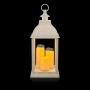 WHITE CANDLELIT LANTERN WITH WARM WHITE LED LIGHTS - SMALL