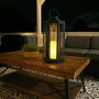Alpine Corporation 18" Tall Outdoor Hexagonal Battery-Operated Metal Lantern with LED Lights, Black